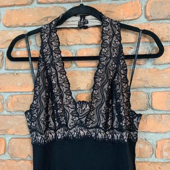 Nicole Miller Black Lace-Trim Midi Dress - Picture 2 of 5